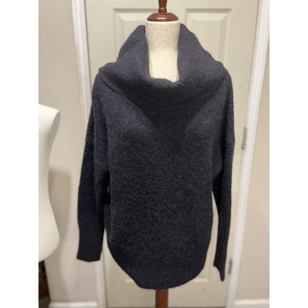 Women's Brooks Brothers cow neck Sweater Medium Wool Alpaca Blend Black msrp$248